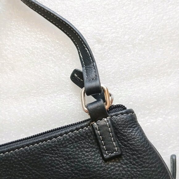 Fossil Black Leather Crossbody Organizer Bag Vintage Style VGUC - Picture 9 of 10